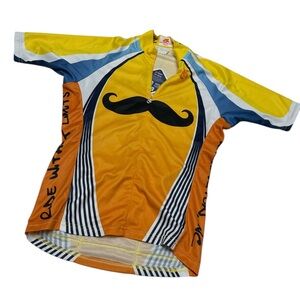 Champion System “Ride With Davis” Mustache Cycling Jersey Moisture Wicking Small